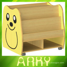 Kindergarten Wooden Furniture Children Cartoon Design Moveable Bookcase